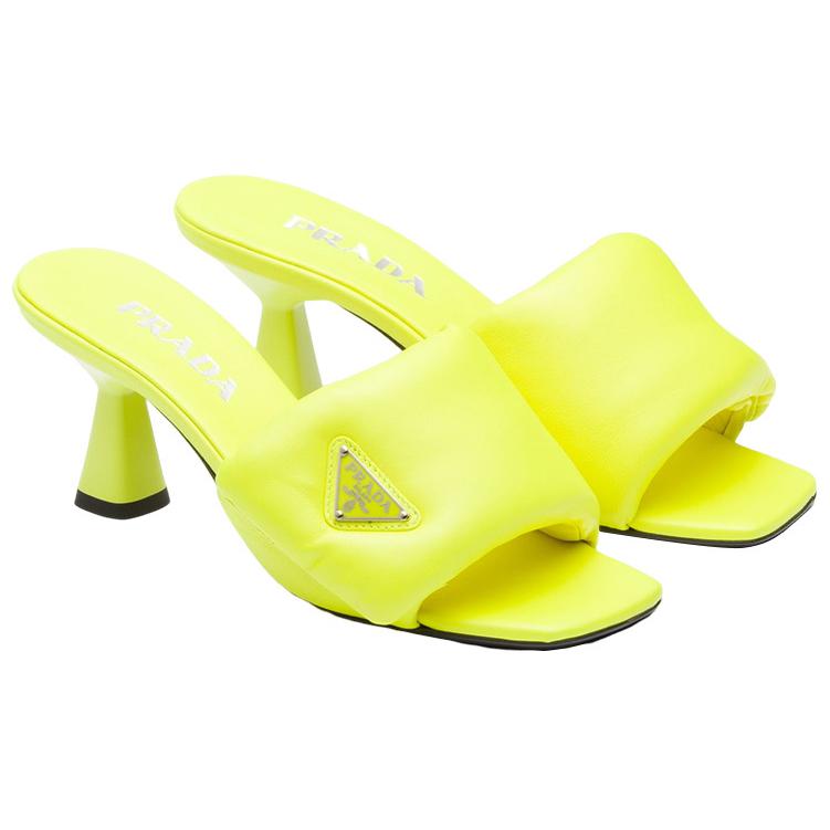 (W) Prada Soft Leather Chunky Heel Fashion Slide 'Yellow' 圖 3