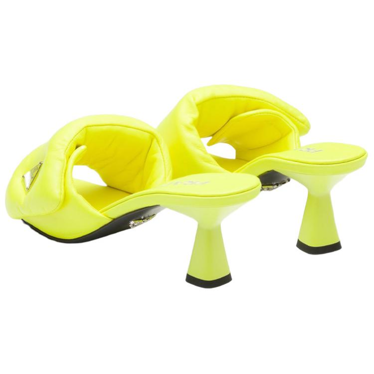 (W) Prada Soft Leather Chunky Heel Fashion Slide 'Yellow' 圖 4