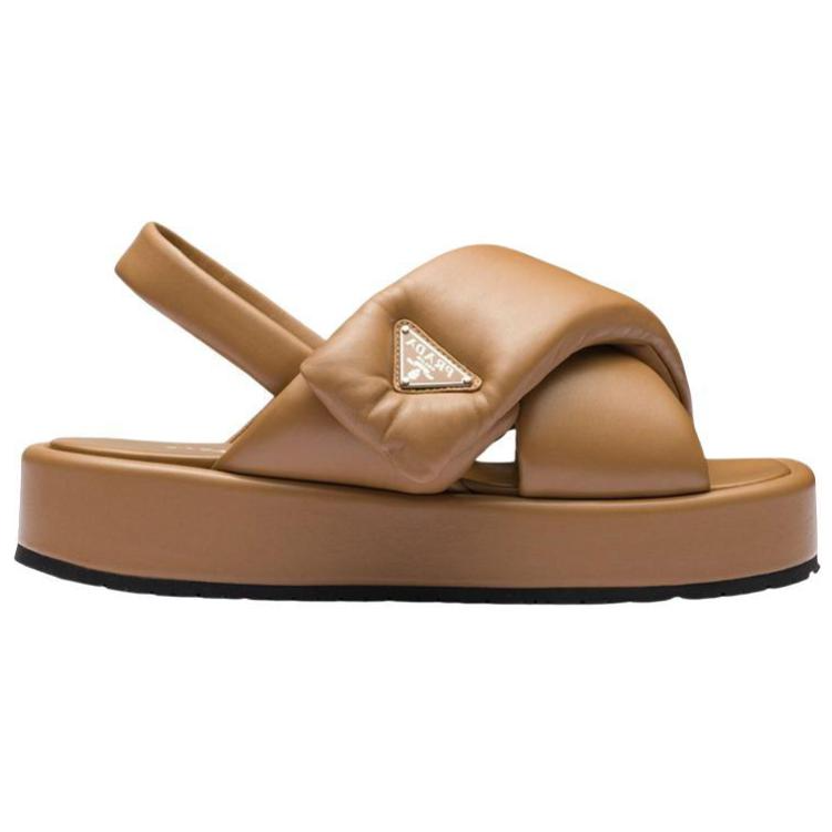 (W) Prada Soft Leather Logo Round-Toe Fashion Sandals 'Brown' 圖 2