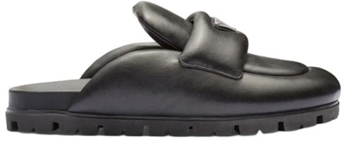 PRADA 皮革徽標包頭時尚拖鞋 女款 黑色 Order PRADA 皮革徽標包頭時尚拖鞋 女款 黑色