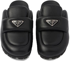 PRADA 皮革徽標包頭時尚拖鞋 女款 黑色 Purchase PRADA 皮革徽標包頭時尚拖鞋 女款 黑色