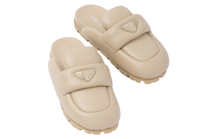 Lookbook (W) Prada Sandal Empuk Kulit Nappa Beige Padang Pasir 20mm 1S084N_2DL8_F0F24_F_020