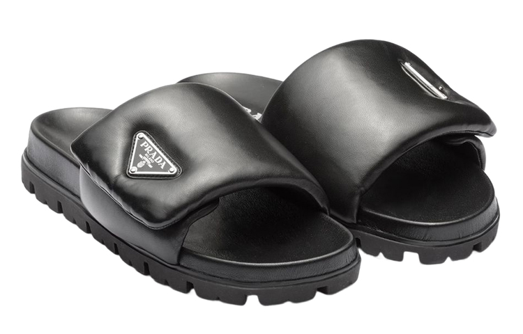 Order (W) 普拉达黑色纳帕皮革软垫20mm拖鞋沙滩鞋 1XX648_2DL8_F0002_F_020