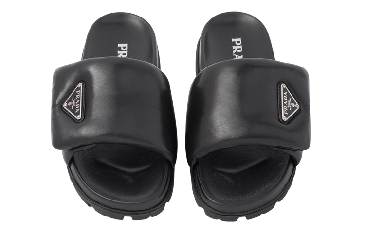 Lookbook (W) 普拉达黑色纳帕皮革软垫20mm拖鞋沙滩鞋 1XX648_2DL8_F0002_F_020