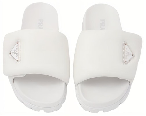 (Women) Prada Soft Padded 20mm Slide Sandal White Nappa Leather 1XX648_2DL8_F0009_F_020 Lookbook (Women) Prada Soft Padded 20mm Slide Sandal White Nappa Leather 1XX648_2DL8_F0009_F_020