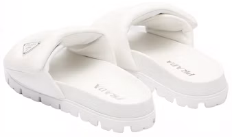 Shop PRADA 皮革 logo標誌 時尚涼拖 女款 白色