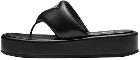 (Women) Prada Soft Padded 35mm Thong Wedge Sandals Black Nappa Leather 1YZ043_2DL8_F0002_F_035 (Women) Prada Soft Padded 35mm Thong Wedge Sandals Black Nappa Leather 1YZ043_2DL8_F0002_F_035