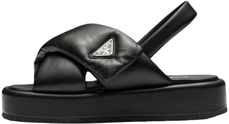(Women) Prada Soft Padded 35mm Wedge Sandals Black Nappa Leather 1XZ758_2DL8_F0002_F_035 Buy (Women) Prada Soft Padded 35mm Wedge Sandals Black Nappa Leather 1XZ758_2DL8_F0002_F_035