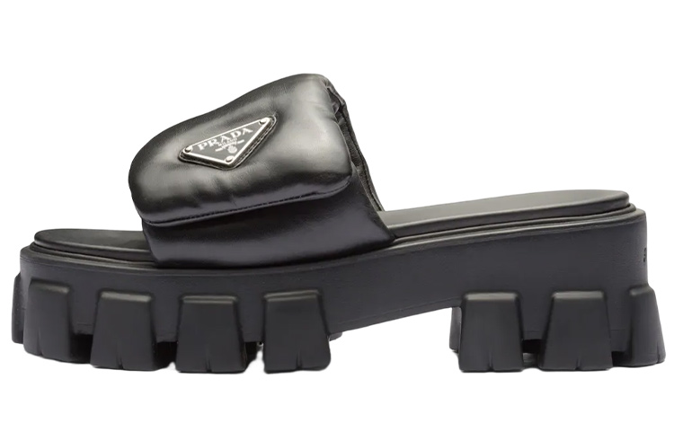 (Women) Prada Soft Padded 55mm Strap Sandals Black Nappa Leather 1XX661_2DL8_F0002_F_055