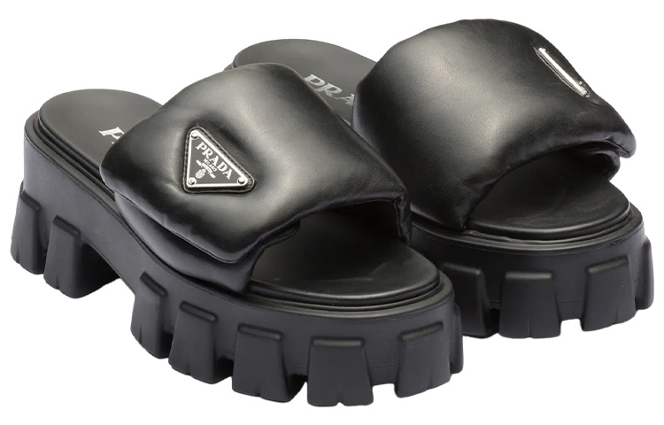 Lookbook (W) プラダ ソフトパッド 55mm ナッパレザー サンダル (黒) 1XX661_2DL8_F0002_F_055