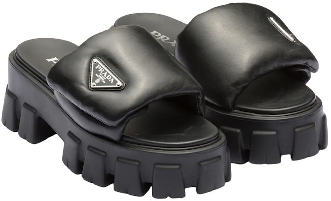 (Women) Prada Soft Padded 55mm Strap Sandals Black Nappa Leather 1XX661_2DL8_F0002_F_055 Lookbook (Women) Prada Soft Padded 55mm Strap Sandals Black Nappa Leather 1XX661_2DL8_F0002_F_055