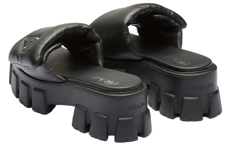 Shop (W) プラダ ソフトパッド 55mm ナッパレザー サンダル (黒) 1XX661_2DL8_F0002_F_055