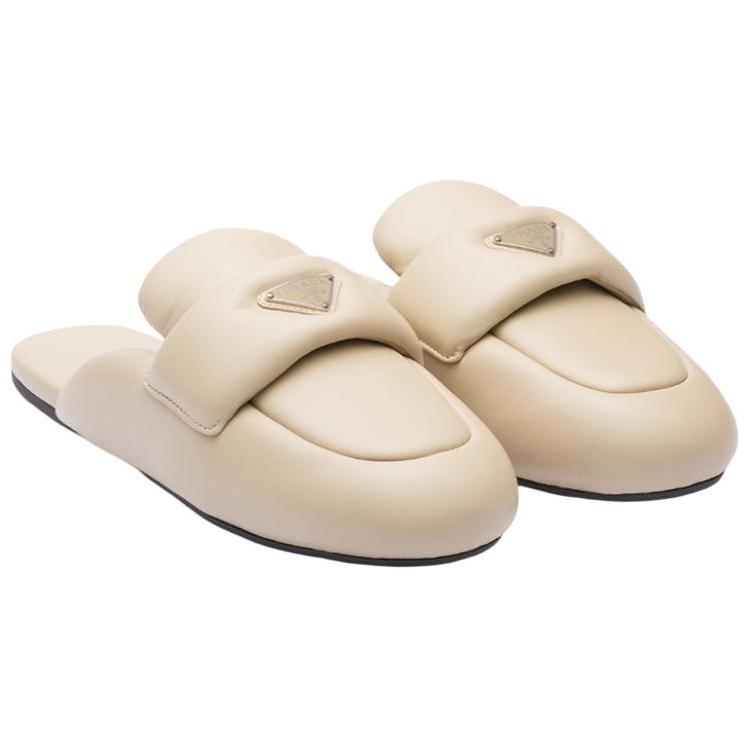 Shop (W) Prada Sabot Empuk 5mm Kulit Beige Padang Pasir 1D109N_2DL8_F0F24_F_005