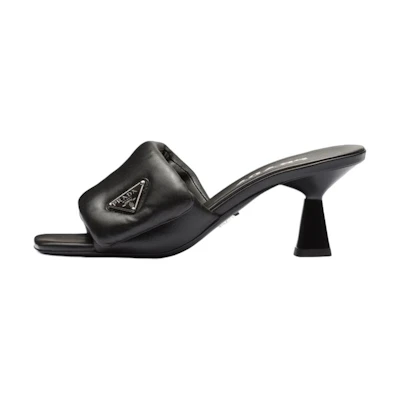 (W) Prada Soft Padded 65mm Sandals Black Nappa Leather
