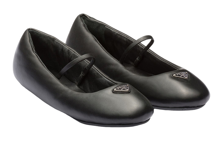 (W) Prada Soft Padded Ballerinas Flats Black Nappa Leather 圖 2