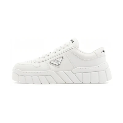 (W) Prada Soft Padded Nappa Leather Laced-Up Shoes 'White'