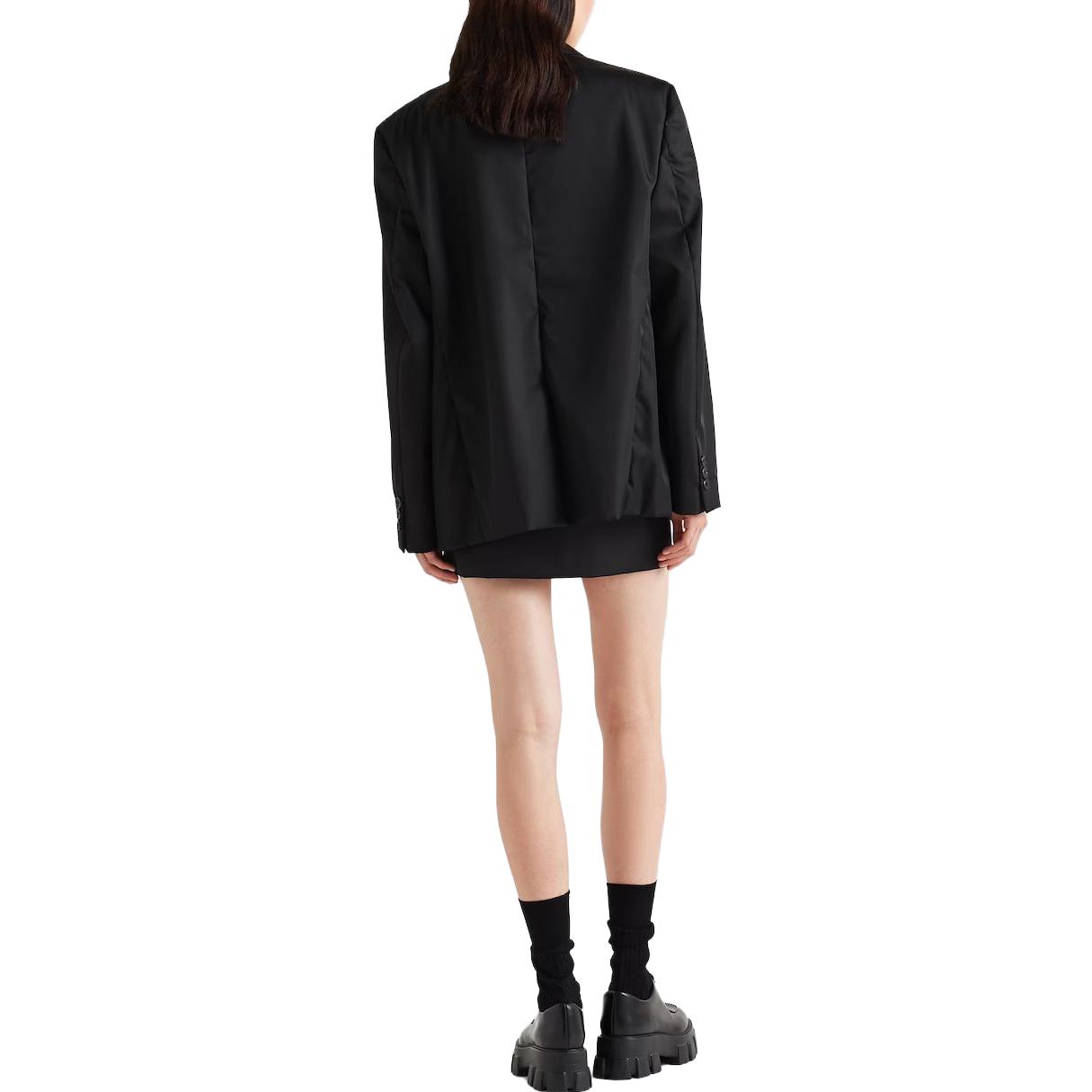 Shop (W) Prada 全黑單排扣修身長袖夾克 270101-1WQ8-F0002-S-232