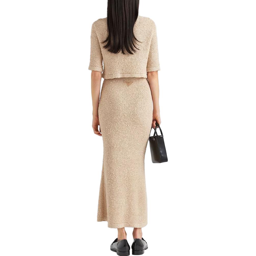 Shop (W) PRADA Kardigan Rajut Lengan Pendek Wanita Warna Khaki. P25L72-12ZD-F0018-S-231