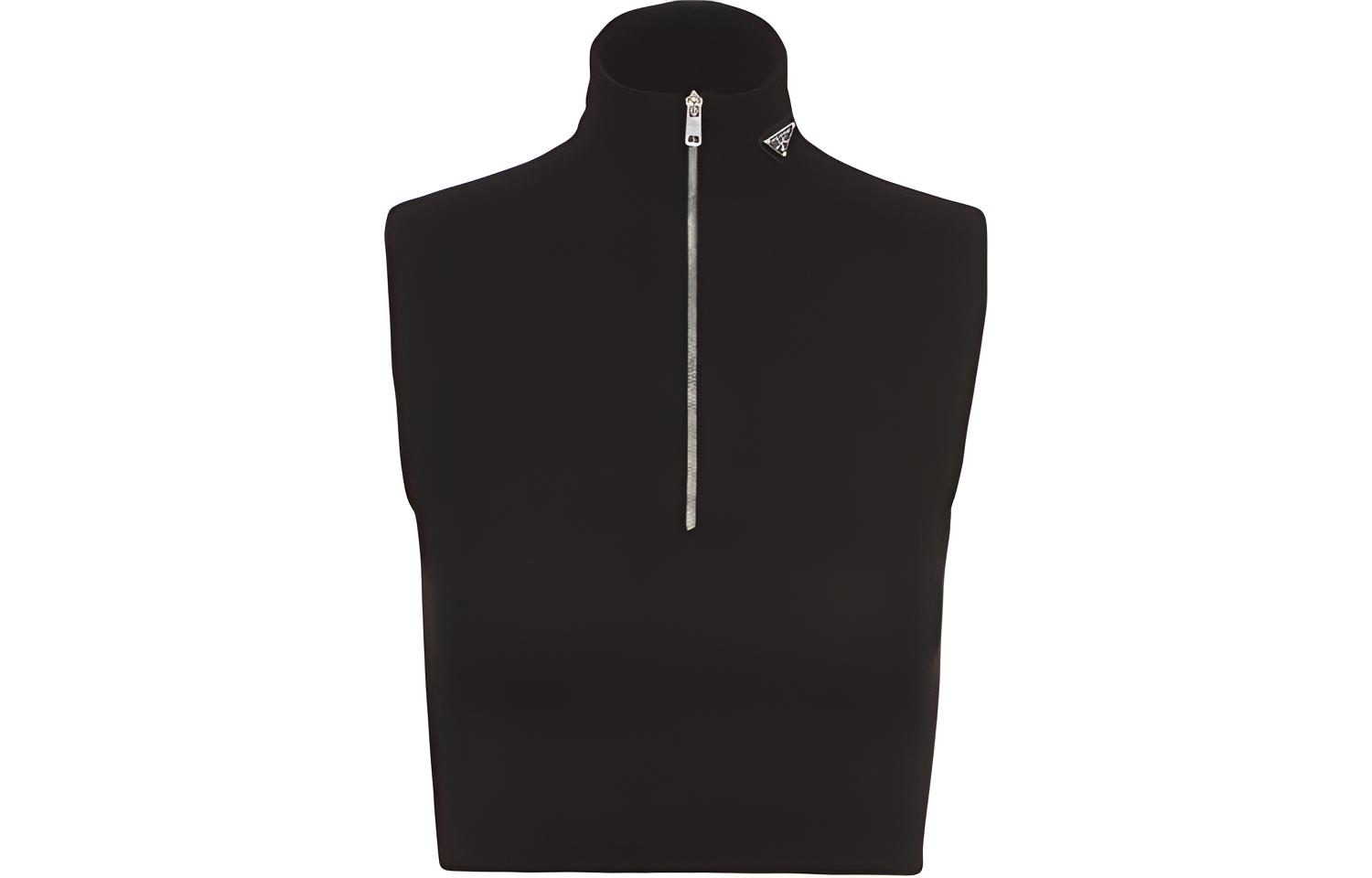 (Women) PRADA Solid Color Sleeveless Cropped Tank Top in Black. P29972S2121Y86-F0002