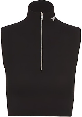 (W) PRADA Tank Top Hitam Tanpa Lengan Cropped Warna Polos. P29972S2121Y86-F0002 Buy (W) PRADA Tank Top Hitam Tanpa Lengan Cropped Warna Polos. P29972S2121Y86-F0002