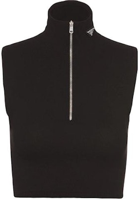 (W) PRADA Tank Top Hitam Tanpa Lengan Cropped Warna Polos. P29972S2121Y86-F0002 Order (W) PRADA Tank Top Hitam Tanpa Lengan Cropped Warna Polos. P29972S2121Y86-F0002