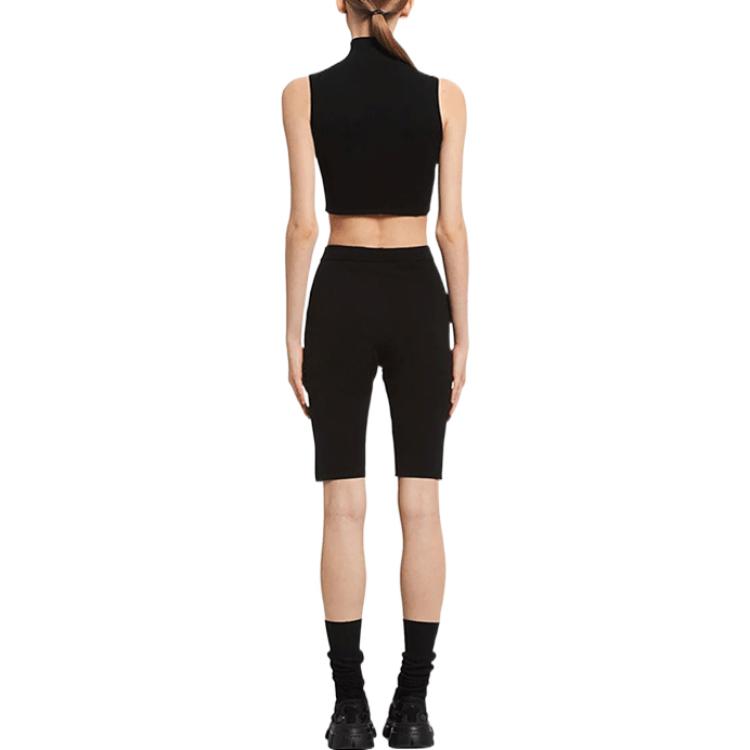Shop (W) PRADA Tank Top Hitam Tanpa Lengan Cropped Warna Polos. P29972S2121Y86-F0002