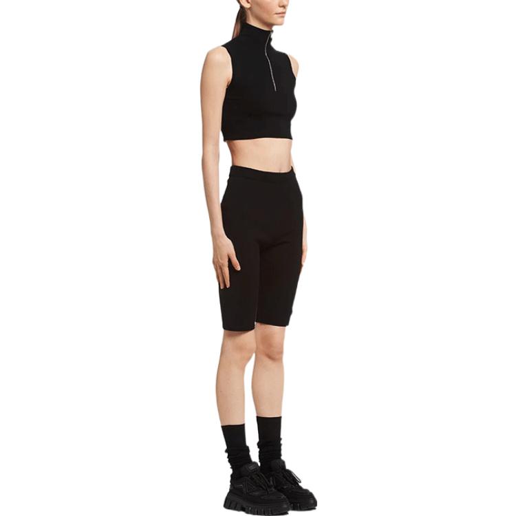 Purchase (W) PRADA Tank Top Hitam Tanpa Lengan Cropped Warna Polos. P29972S2121Y86-F0002