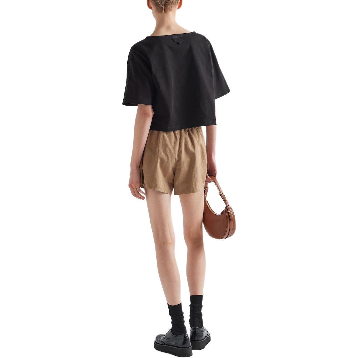 Shop (W) Camiseta Negra Oversize Prada Texturizada SS24 Cuello Redondo Cropped. 3546B-14LQ-F0002-S-OOO