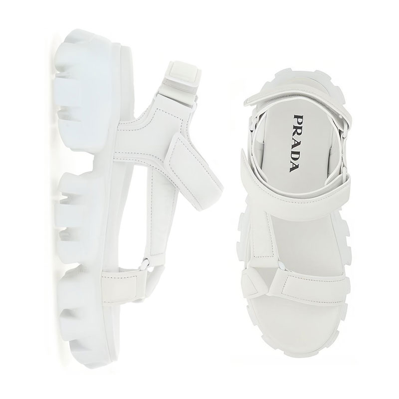 Shop (W) Prada Sporty Chunky Leather Sandalen ''Wit'' 1X832M_038_F0009_F_050