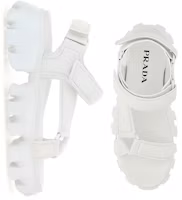Shop 普拉達 Sporty 粗底皮革露趾涼鞋 女款 白色