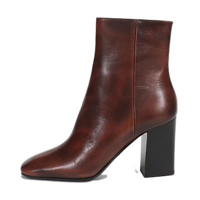 (W) Prada Leather Square Toe Ankle Pumps 'Brown'