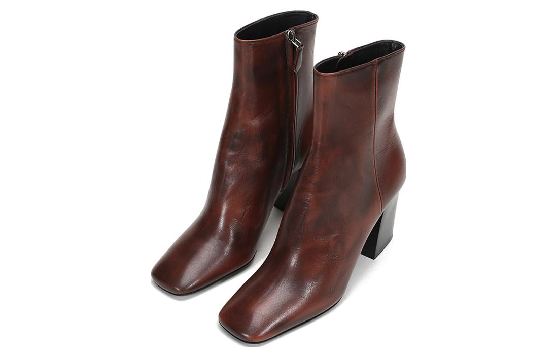 (W) Prada Leather Square Toe Ankle Pumps 'Brown' 圖 3