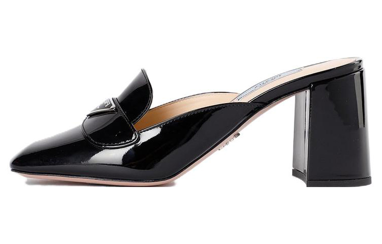 (W) Prada Square Toe Elegant Fashion Slide 'Black'