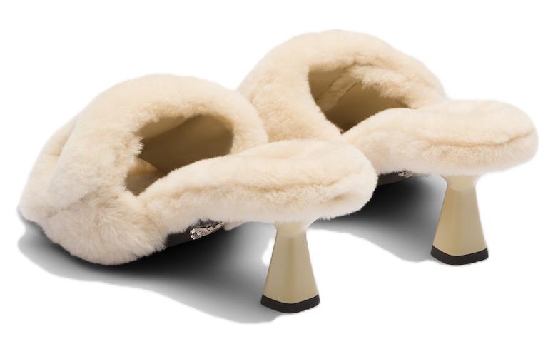 (W) Prada Square Toe High Heel Slide Sandals 'Beige' 圖 4