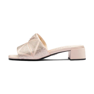 (W) Prada Square Toe Slide Sandals 'Lotus'