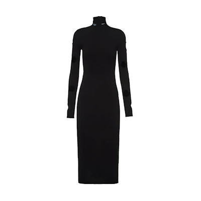 (Women) PRADA SS21 Black High-Neck A-Line Dress with Cut-Out Design 23843-1YRO-F0002-S-211