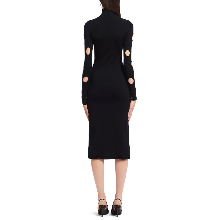 Shop (Women) PRADA SS21 Black High-Neck A-Line Dress with Cut-Out Design 23843-1YRO-F0002-S-211