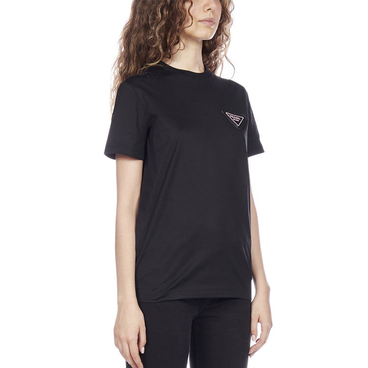 Purchase (W) PRADA SS21 經典三角形標誌黑色T恤 358381-X58-F0002-S-161