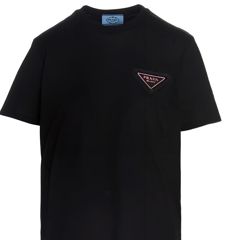 Sizing (W) PRADA SS21 經典三角形標誌黑色T恤 358381-X58-F0002-S-161