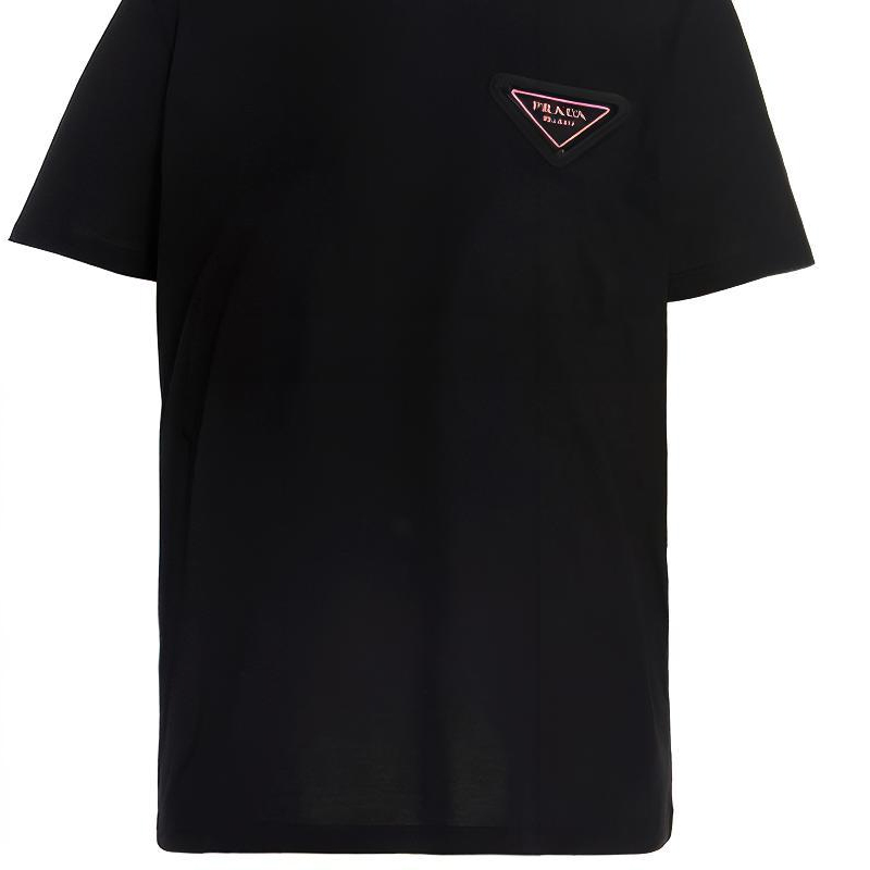 Cheap (W) PRADA SS21 經典三角形標誌黑色T恤 358381-X58-F0002-S-161