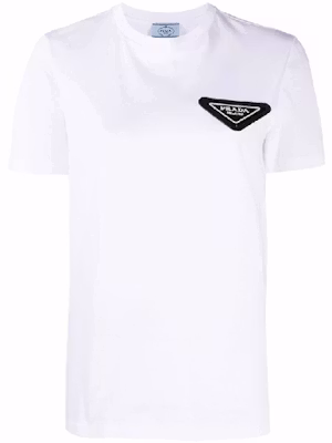 (W) PRADA SS21 Logo Segitiga Terbalik Baju-T Lengan Pendek Putih 35838-1X58-F0009-S-161 Buy (W) PRADA SS21 Logo Segitiga Terbalik Baju-T Lengan Pendek Putih 35838-1X58-F0009-S-161