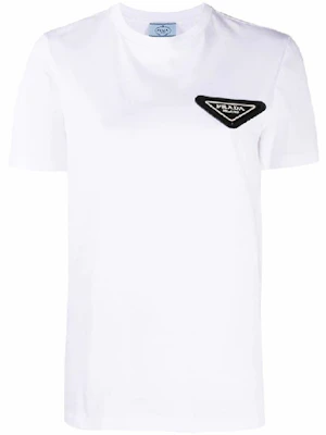 (W) PRADA SS21 Logo Segitiga Terbalik Baju-T Lengan Pendek Putih 35838-1X58-F0009-S-161 Order (W) PRADA SS21 Logo Segitiga Terbalik Baju-T Lengan Pendek Putih 35838-1X58-F0009-S-161