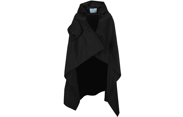 (Women) PRADA SS21 Nylon Gabardine Asymmetric Cape Black 29Y939-1WQ8-F0002