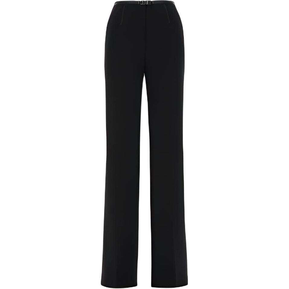 (Women) PRADA SS21 Slim Straight Fit Belted Black Casual Pants Women P292DHS2111RW9-F0002