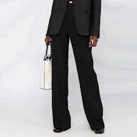 Shop (W) PRADA SS21 スリムストレートフィット ベルト付き ブラックカジュアルパンツ レディース P292DHS2111RW9-F0002