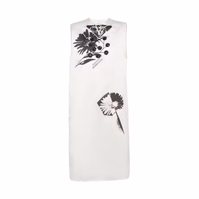 (Women) PRADA SS21 White A-Line Dress with Floral Embroidery Fashion. P3D89R-1YRH-F0N13-S-211