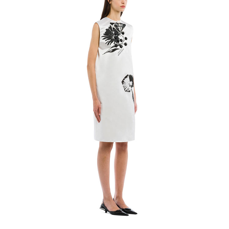 Purchase (W) Vestido Blanco A-Line PRADA SS21 con Bordado Floral Moda. P3D89R-1YRH-F0N13-S-211