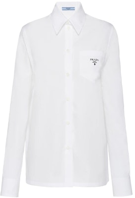 (Women) PRADA SS21 White Long-Sleeve Loose Fit Logo Pocket Sunscreen Shirt. P408FN-1ZJQ-F0009-S-211 Order (Women) PRADA SS21 White Long-Sleeve Loose Fit Logo Pocket Sunscreen Shirt. P408FN-1ZJQ-F0009-S-211