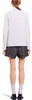 Shop (W) PRADA SS21 Kemeja Lengan Panjang Putih Loose Fit Logo Pocket Sunscreen. P408FN-1ZJQ-F0009-S-211