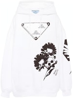 (Women) PRADA SS21 White Printed Drawstring Long-Sleeve Hoodie 134621-1YTP-F0964 (Women) PRADA SS21 White Printed Drawstring Long-Sleeve Hoodie 134621-1YTP-F0964